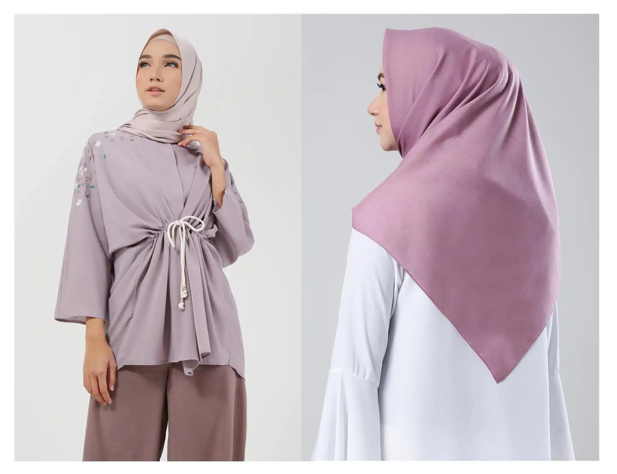 Warna jilbab yang cocok untuk baju warna dusty ungu